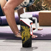 Personalised PNG Sandaun Province Tumbler With Handle Bird of Paradise Tattoo Flag Motif - Polynesian Pride