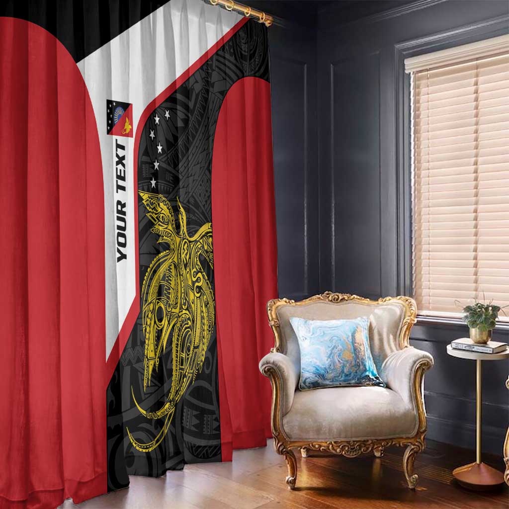 Personalised PNG Sandaun Province Window Curtain Bird of Paradise Tattoo Flag Motif - Polynesian Pride