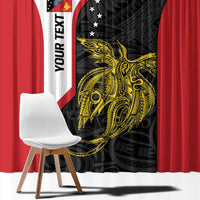 Personalised PNG Sandaun Province Window Curtain Bird of Paradise Tattoo Flag Motif - Polynesian Pride