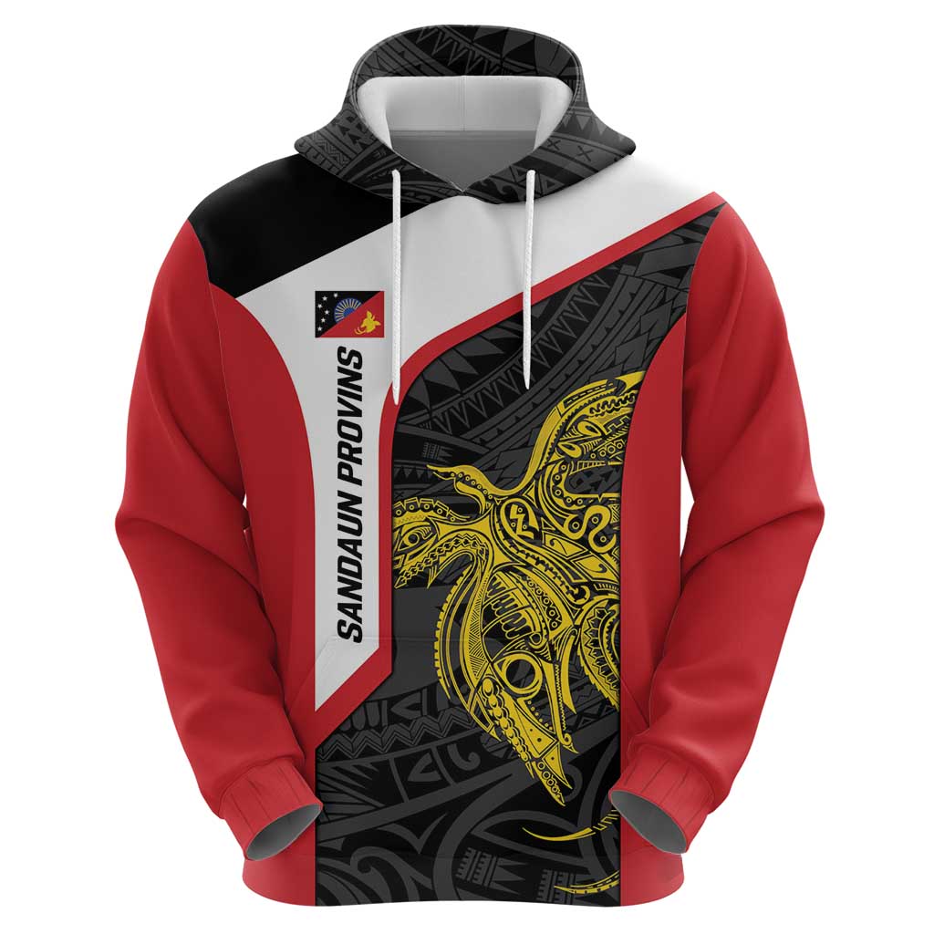 Personalised PNG Sandaun Province Zip Hoodie Bird of Paradise Tattoo Flag Motif LT9 - Polynesian Pride