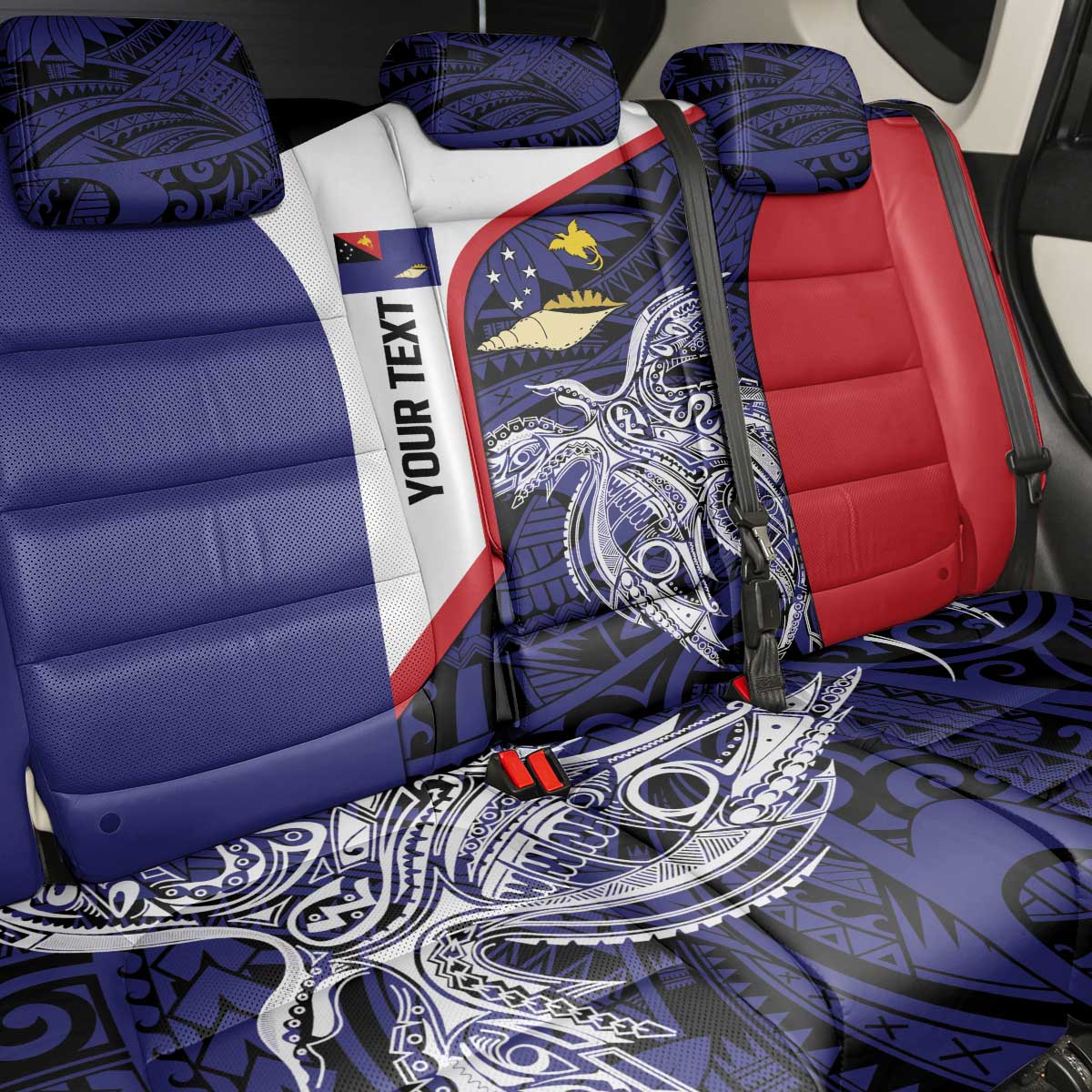 Personalised PNG West New Britain Province Back Car Seat Cover Bird of Paradise Tattoo Flag Motif - Polynesian Pride