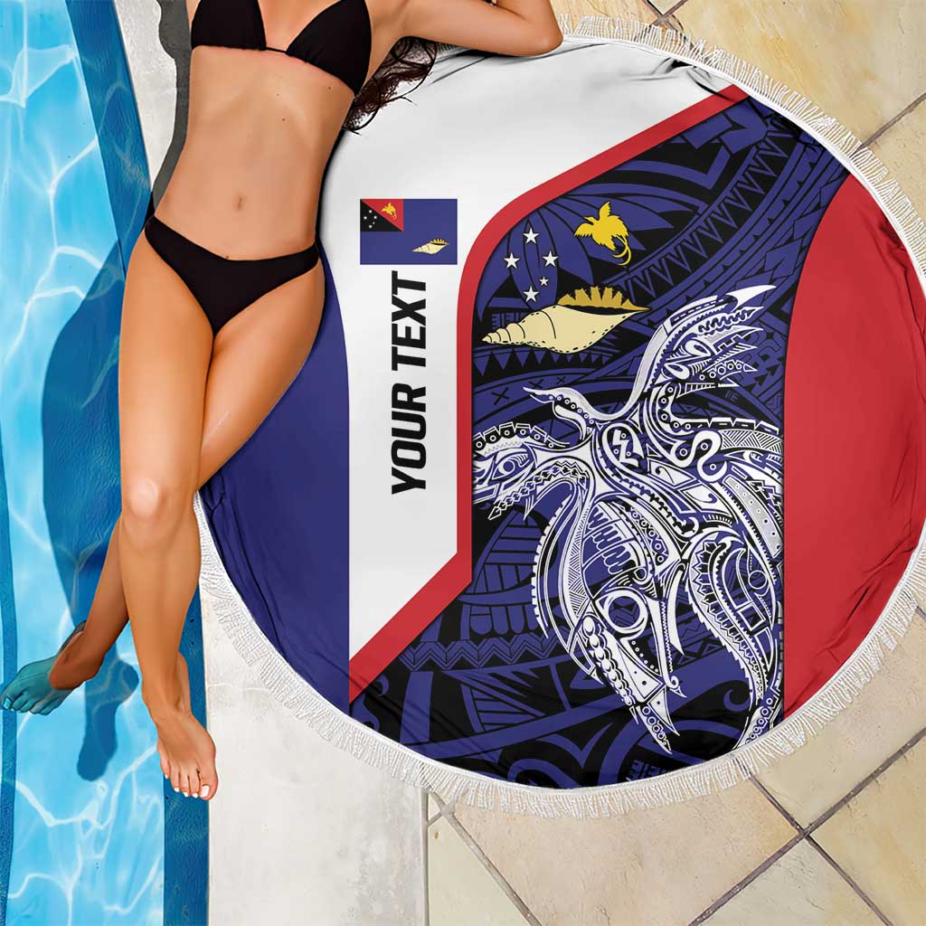 Personalised PNG West New Britain Province Beach Blanket Bird of Paradise Tattoo Flag Motif - Polynesian Pride
