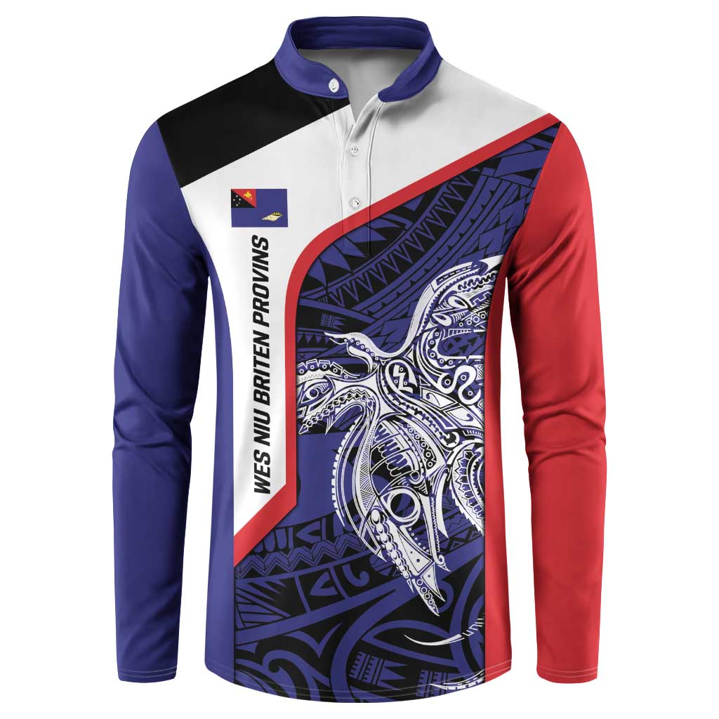 Personalised PNG West New Britain Province Button Sweatshirt Bird of Paradise Tattoo Flag Motif - Polynesian Pride