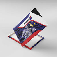 Personalised PNG West New Britain Province Canvas Wall Art Bird of Paradise Tattoo Flag Motif LT9 With Frame Blue - Polynesian Pride