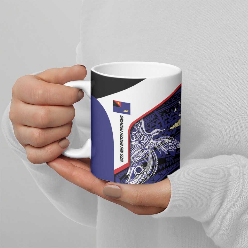 Personalised PNG West New Britain Province Ceramic Mug Bird of Paradise Tattoo Flag Motif - Polynesian Pride