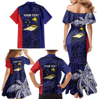 Personalised PNG West New Britain Province Family Matching Mermaid Dress and Hawaiian Shirt Bird of Paradise Tattoo Flag Motif LT9 - Polynesian Pride