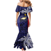 Personalised PNG West New Britain Province Family Matching Mermaid Dress and Hawaiian Shirt Bird of Paradise Tattoo Flag Motif LT9 - Polynesian Pride