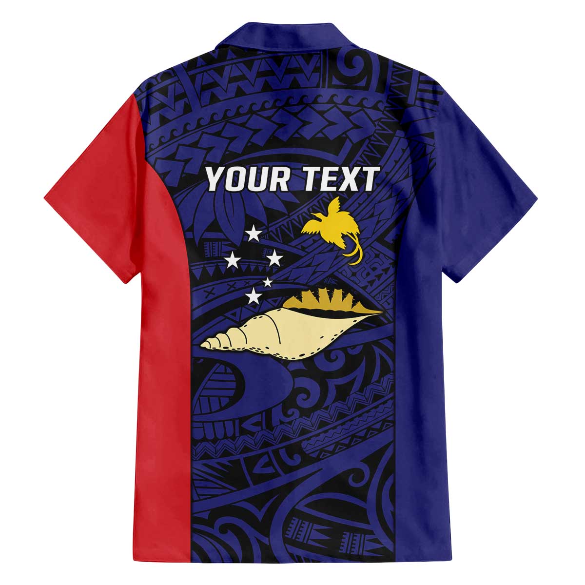 Personalised PNG West New Britain Province Family Matching Off The Shoulder Long Sleeve Dress and Hawaiian Shirt Bird of Paradise Tattoo Flag Motif - Polynesian Pride