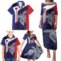 Personalised PNG West New Britain Province Family Matching Puletasi and Hawaiian Shirt Bird of Paradise Tattoo Flag Motif - Polynesian Pride