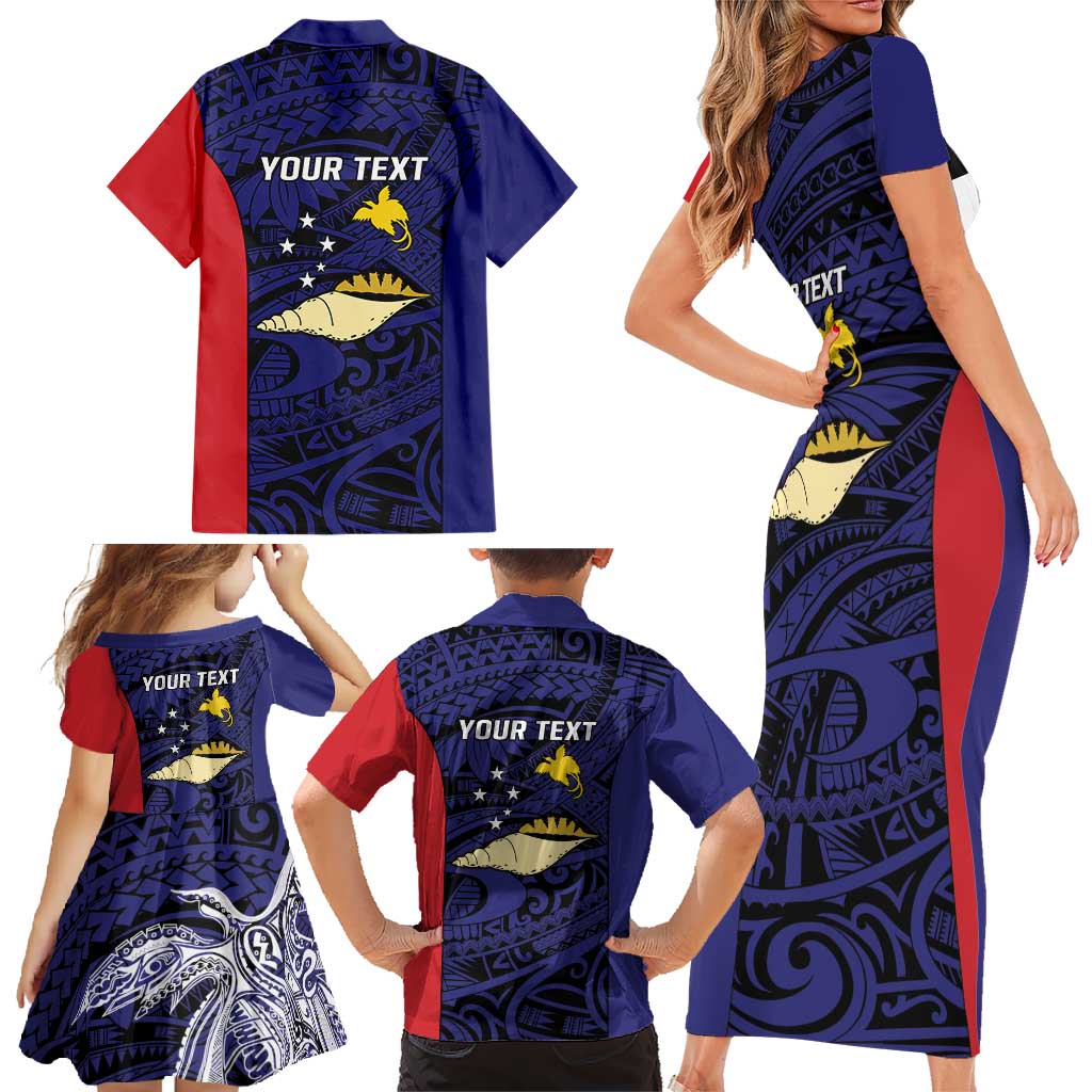 Personalised PNG West New Britain Province Family Matching Short Sleeve Bodycon Dress and Hawaiian Shirt Bird of Paradise Tattoo Flag Motif LT9 - Polynesian Pride