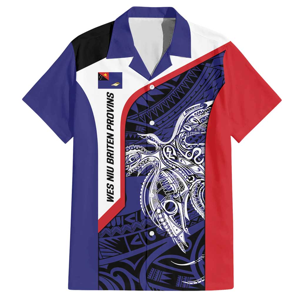 Personalised PNG West New Britain Province Family Matching Short Sleeve Bodycon Dress and Hawaiian Shirt Bird of Paradise Tattoo Flag Motif LT9 Dad's Shirt - Short Sleeve Blue - Polynesian Pride