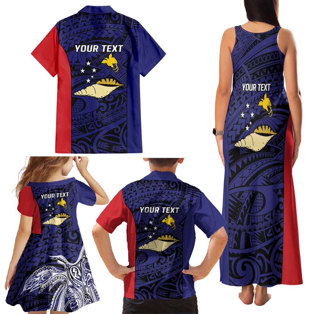 Personalised PNG West New Britain Province Family Matching Tank Maxi Dress and Hawaiian Shirt Bird of Paradise Tattoo Flag Motif - Polynesian Pride