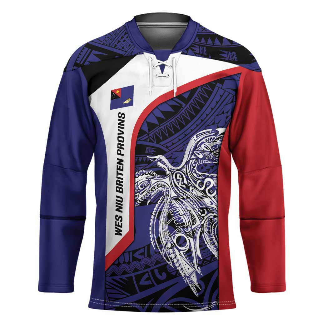 Personalised PNG West New Britain Province Hockey Jersey Bird of Paradise Tattoo Flag Motif - Polynesian Pride