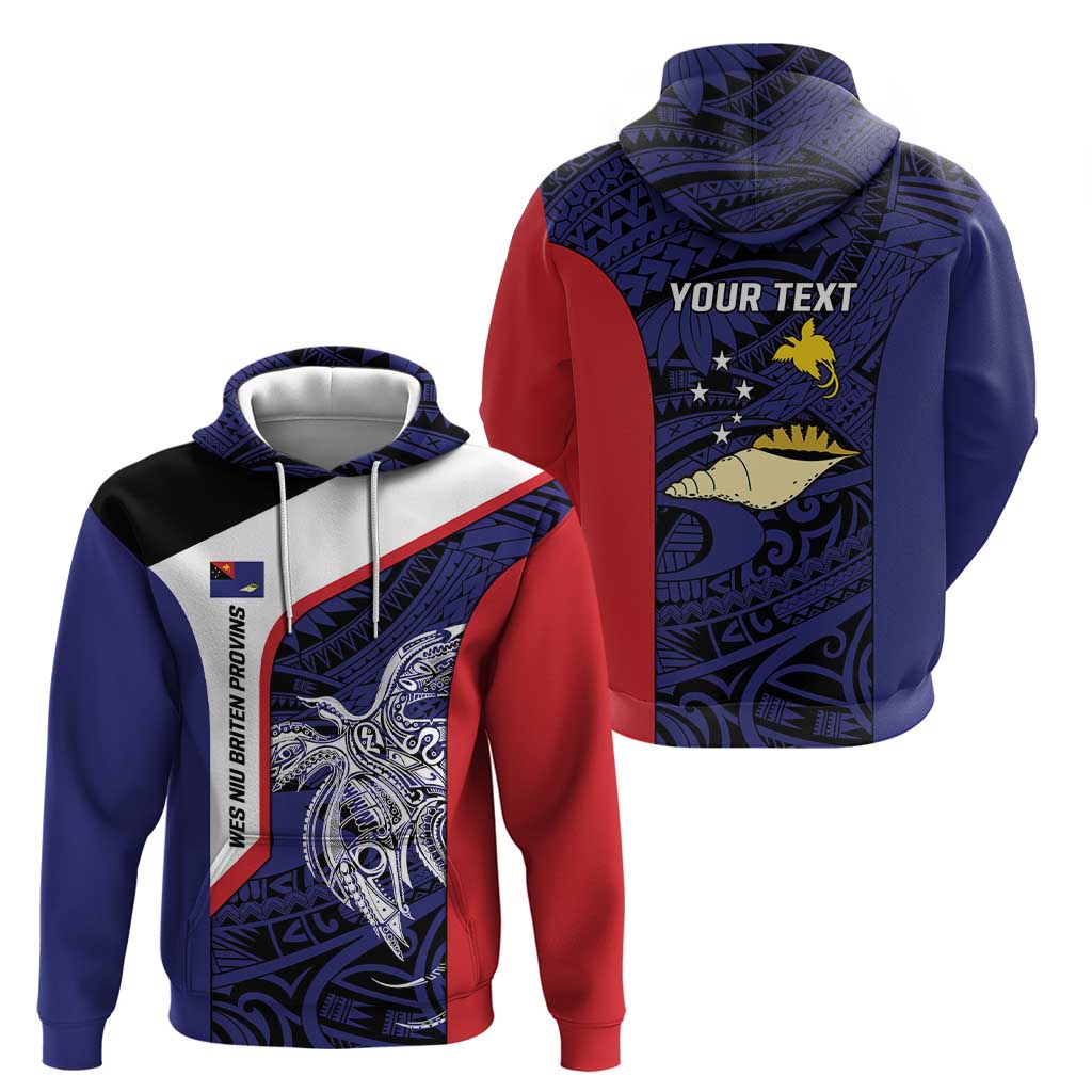 Personalised PNG West New Britain Province Hoodie Bird of Paradise Tattoo Flag Motif - Polynesian Pride