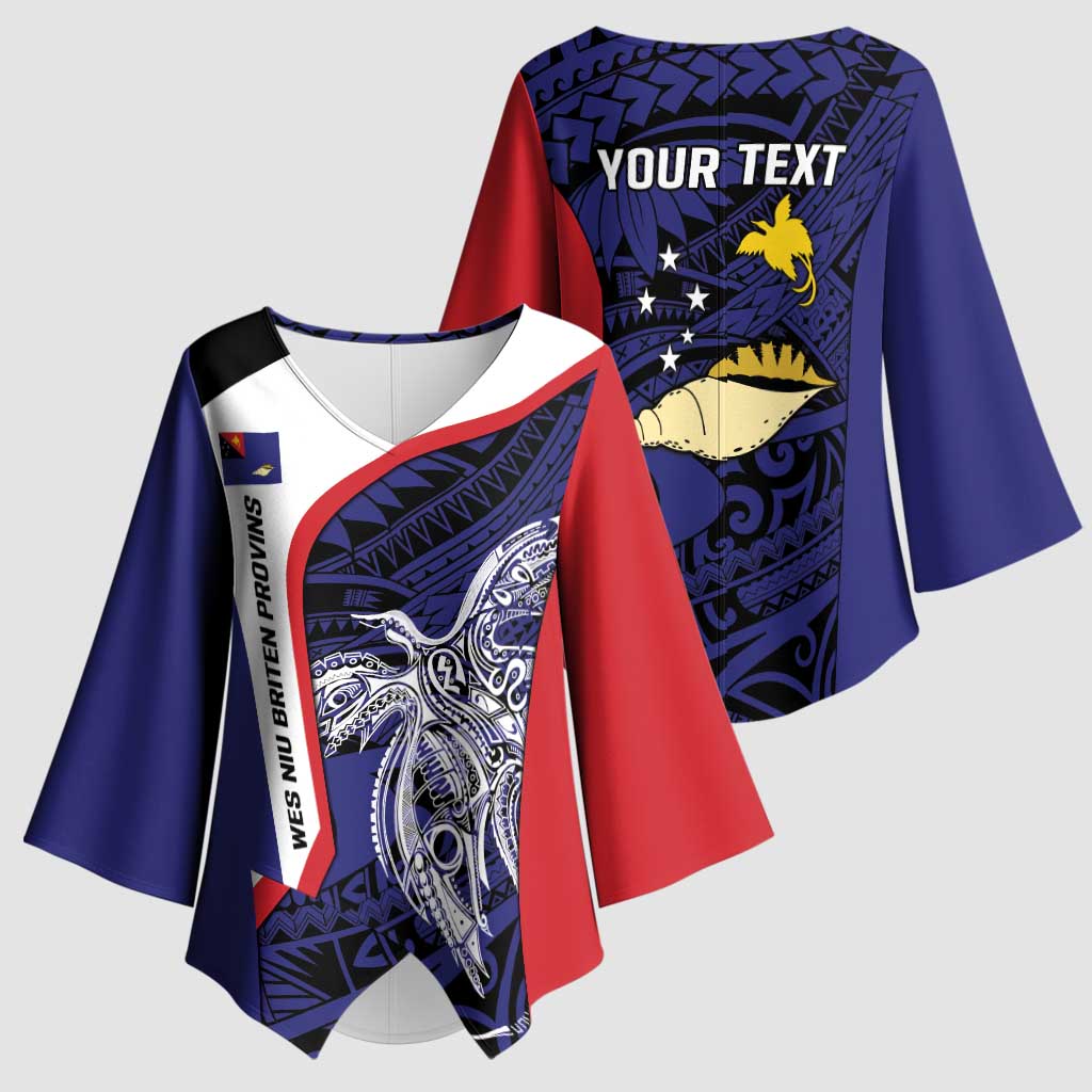 Personalised PNG West New Britain Province Kimono Sleeve Blouse Bird of Paradise Tattoo Flag Motif - Polynesian Pride