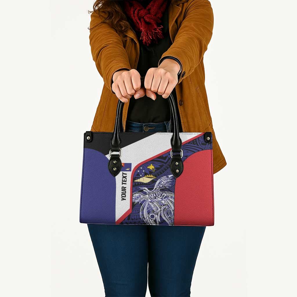 Personalised PNG West New Britain Province Leather Bag Bird of Paradise Tattoo Flag Motif - Polynesian Pride