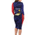 Personalised PNG West New Britain Province Long Sleeve Bodycon Dress Bird of Paradise Tattoo Flag Motif - Polynesian Pride