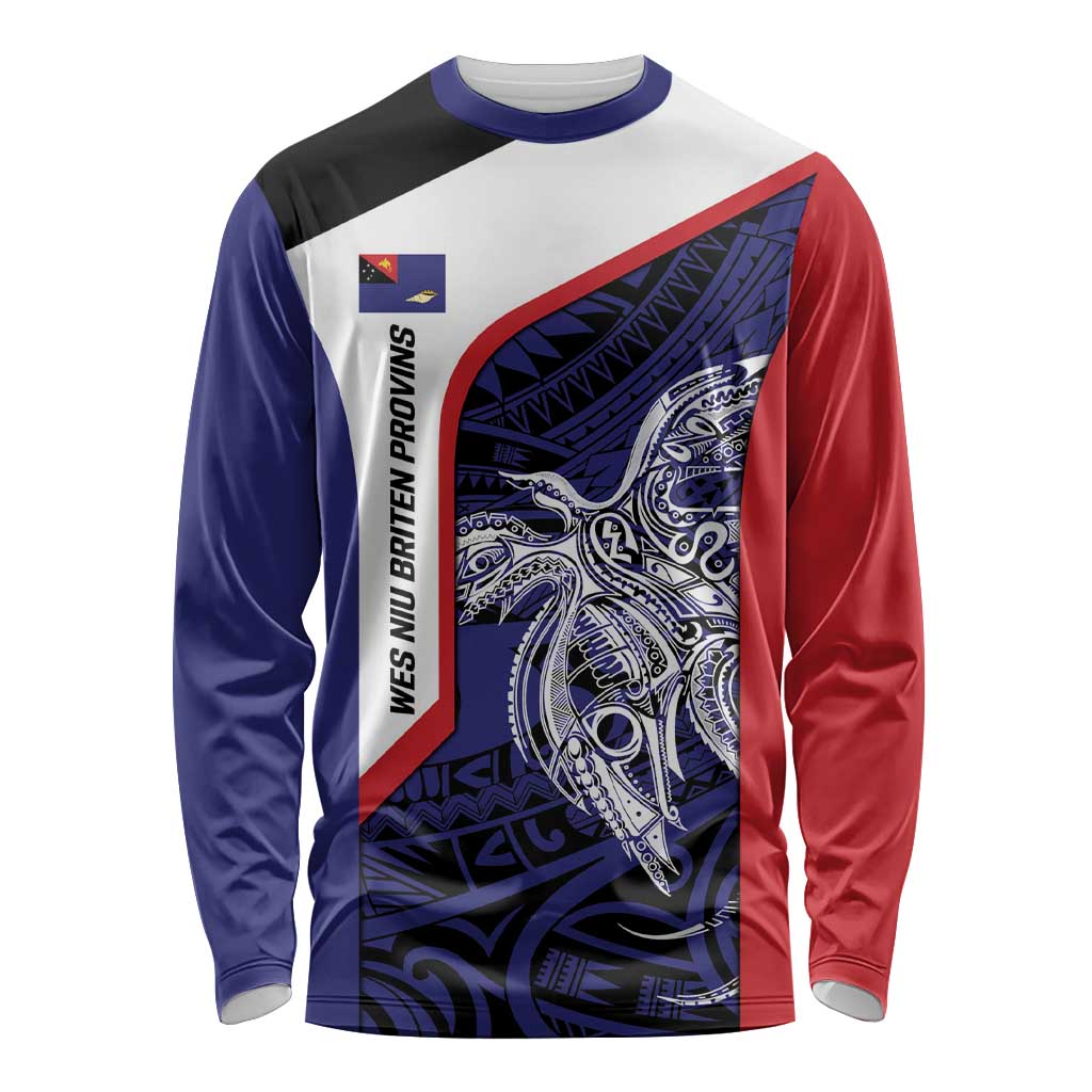 Personalised PNG West New Britain Province Long Sleeve Shirt Bird of Paradise Tattoo Flag Motif - Polynesian Pride