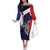 Personalised PNG West New Britain Province Off The Shoulder Long Sleeve Dress Bird of Paradise Tattoo Flag Motif - Polynesian Pride
