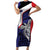 Personalised PNG West New Britain Province Short Sleeve Bodycon Dress Bird of Paradise Tattoo Flag Motif - Polynesian Pride