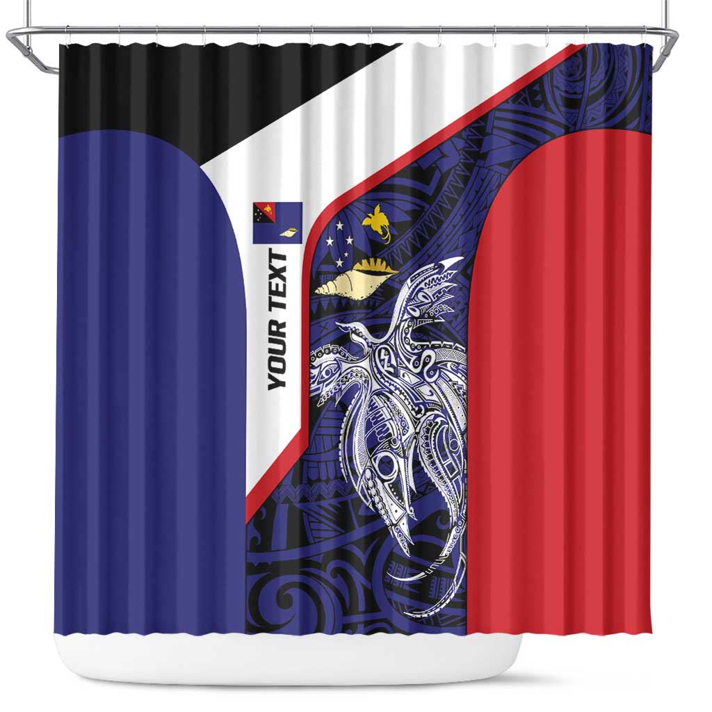 Personalised PNG West New Britain Province Shower Curtain Bird of Paradise Tattoo Flag Motif - Polynesian Pride