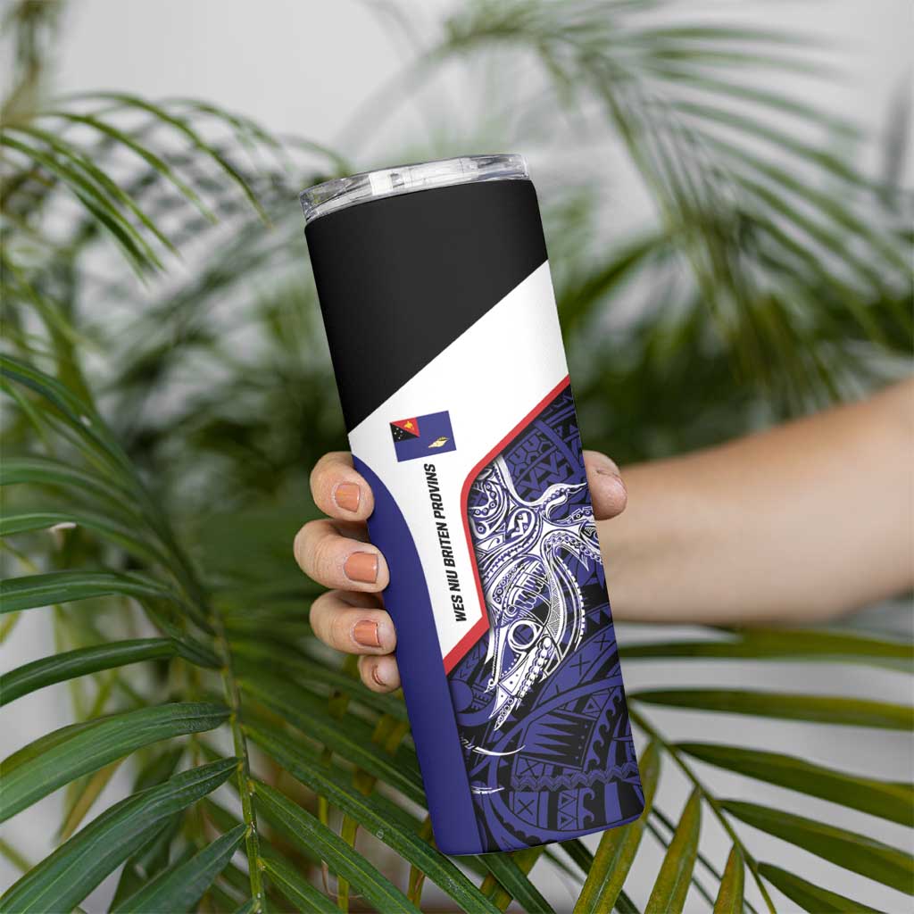 Personalised PNG West New Britain Province Skinny Tumbler Bird of Paradise Tattoo Flag Motif - Polynesian Pride