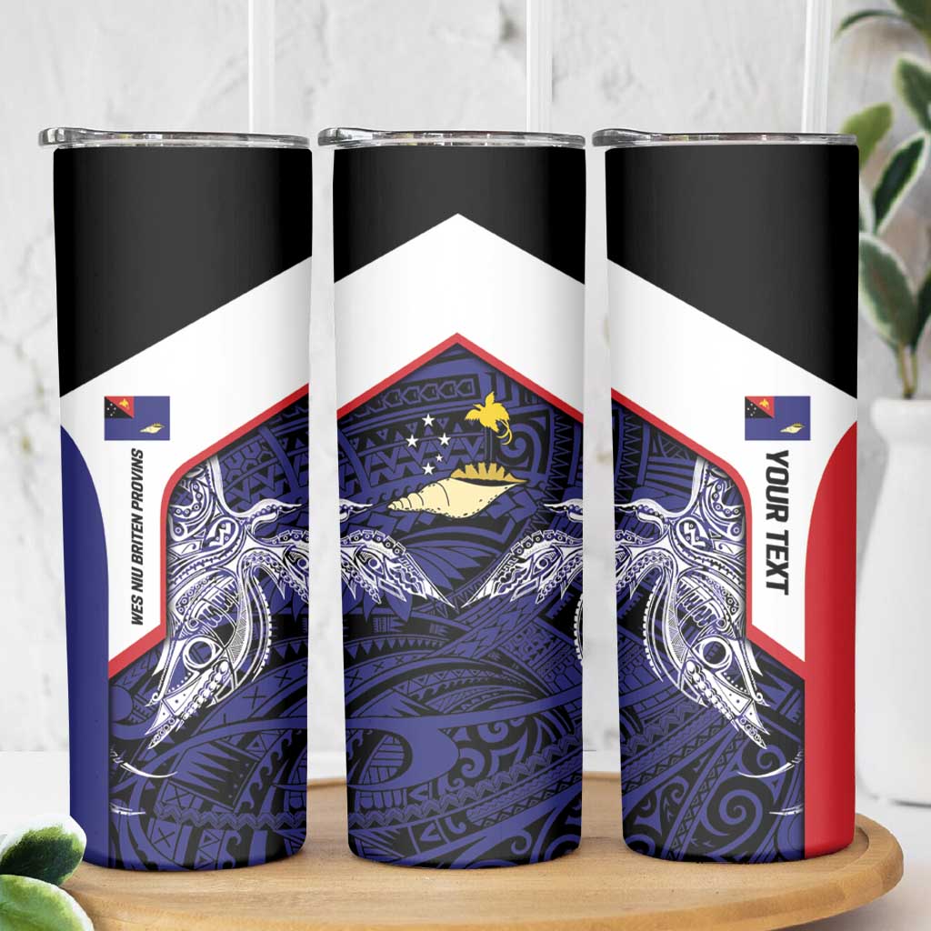 Personalised PNG West New Britain Province Skinny Tumbler Bird of Paradise Tattoo Flag Motif - Polynesian Pride