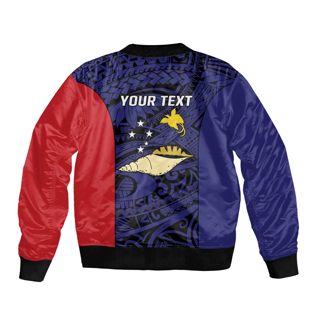Personalised PNG West New Britain Province Sleeve Zip Bomber Jacket Bird of Paradise Tattoo Flag Motif LT9 - Polynesian Pride
