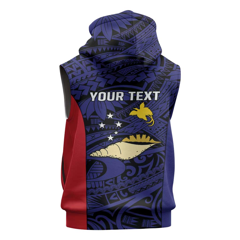 Personalised PNG West New Britain Province Sleeveless Hoodie Bird of Paradise Tattoo Flag Motif - Polynesian Pride