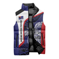 Personalised PNG West New Britain Province Sleeveless Puffer Jacket Bird of Paradise Tattoo Flag Motif - Polynesian Pride