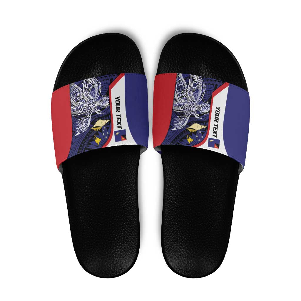 Personalised PNG West New Britain Province Slide Sandals Bird of Paradise Tattoo Flag Motif - Polynesian Pride