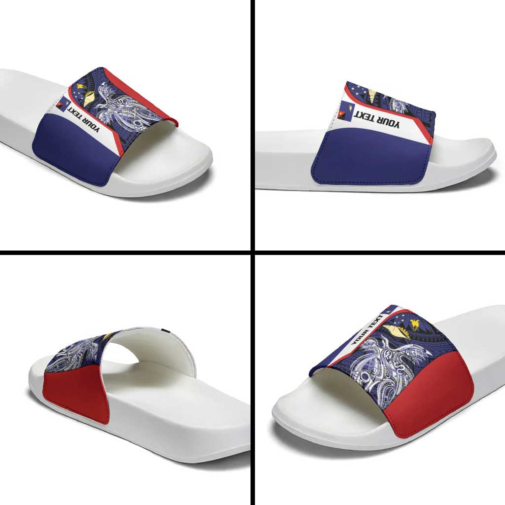 Personalised PNG West New Britain Province Slide Sandals Bird of Paradise Tattoo Flag Motif - Polynesian Pride