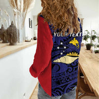 Personalised PNG West New Britain Province Women Casual Shirt Bird of Paradise Tattoo Flag Motif LT9 - Polynesian Pride