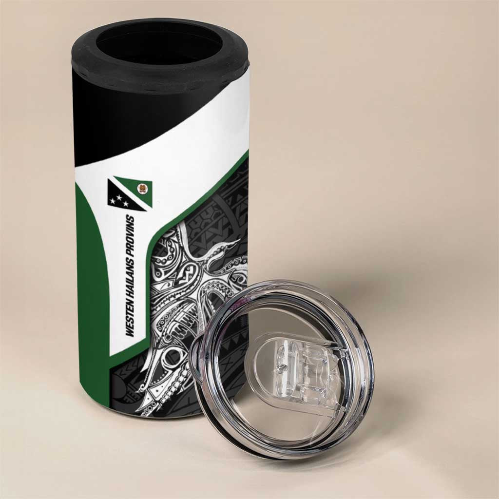 Personalised PNG Western Highlands Province 4 in 1 Can Cooler Tumbler Bird of Paradise Tattoo Flag Motif - Polynesian Pride