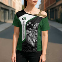 Personalised PNG Western Highlands Province Cross Shoulder Shirt Bird of Paradise Tattoo Flag Motif - Polynesian Pride