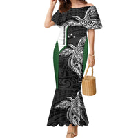 Personalised PNG Western Highlands Province Family Matching Mermaid Dress and Hawaiian Shirt Bird of Paradise Tattoo Flag Motif LT9 Mom's Dress Green - Polynesian Pride