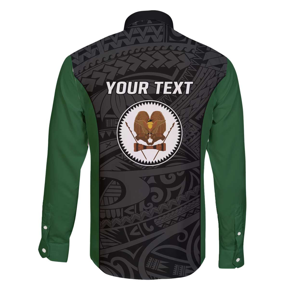 Personalised PNG Western Highlands Province Family Matching Off The Shoulder Long Sleeve Dress and Hawaiian Shirt Bird of Paradise Tattoo Flag Motif - Polynesian Pride