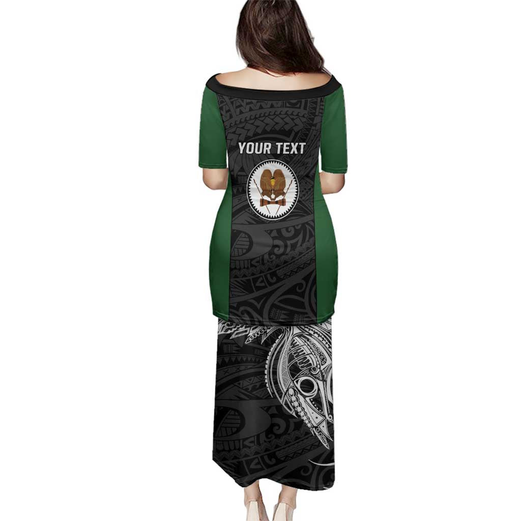 Personalised PNG Western Highlands Province Family Matching Puletasi and Hawaiian Shirt Bird of Paradise Tattoo Flag Motif - Polynesian Pride