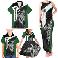 Personalised PNG Western Highlands Province Family Matching Tank Maxi Dress and Hawaiian Shirt Bird of Paradise Tattoo Flag Motif - Polynesian Pride