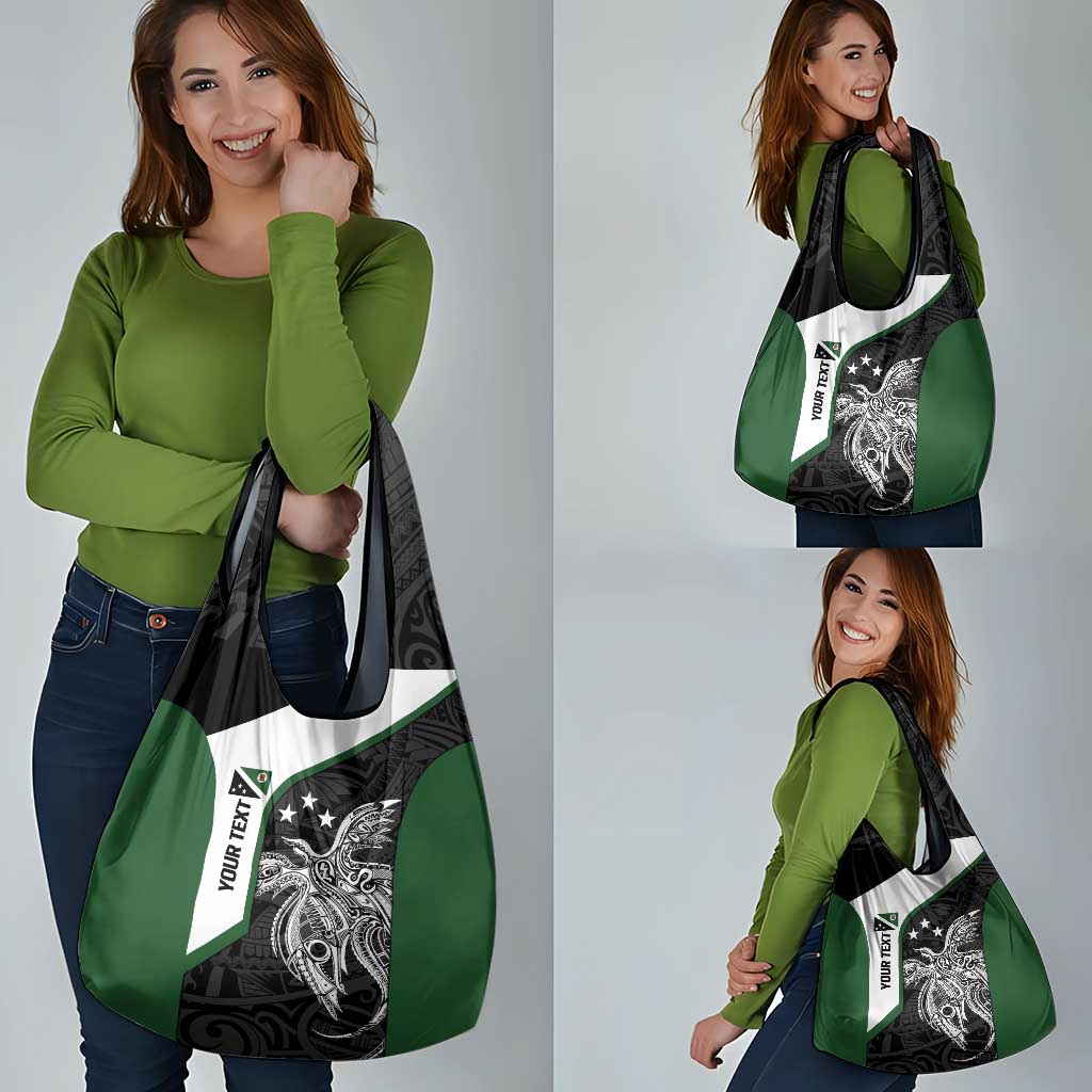 Personalised PNG Western Highlands Province Grocery Bag Bird of Paradise Tattoo Flag Motif - Polynesian Pride