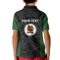 Personalised PNG Western Highlands Province Kid Polo Shirt Bird of Paradise Tattoo Flag Motif - Polynesian Pride