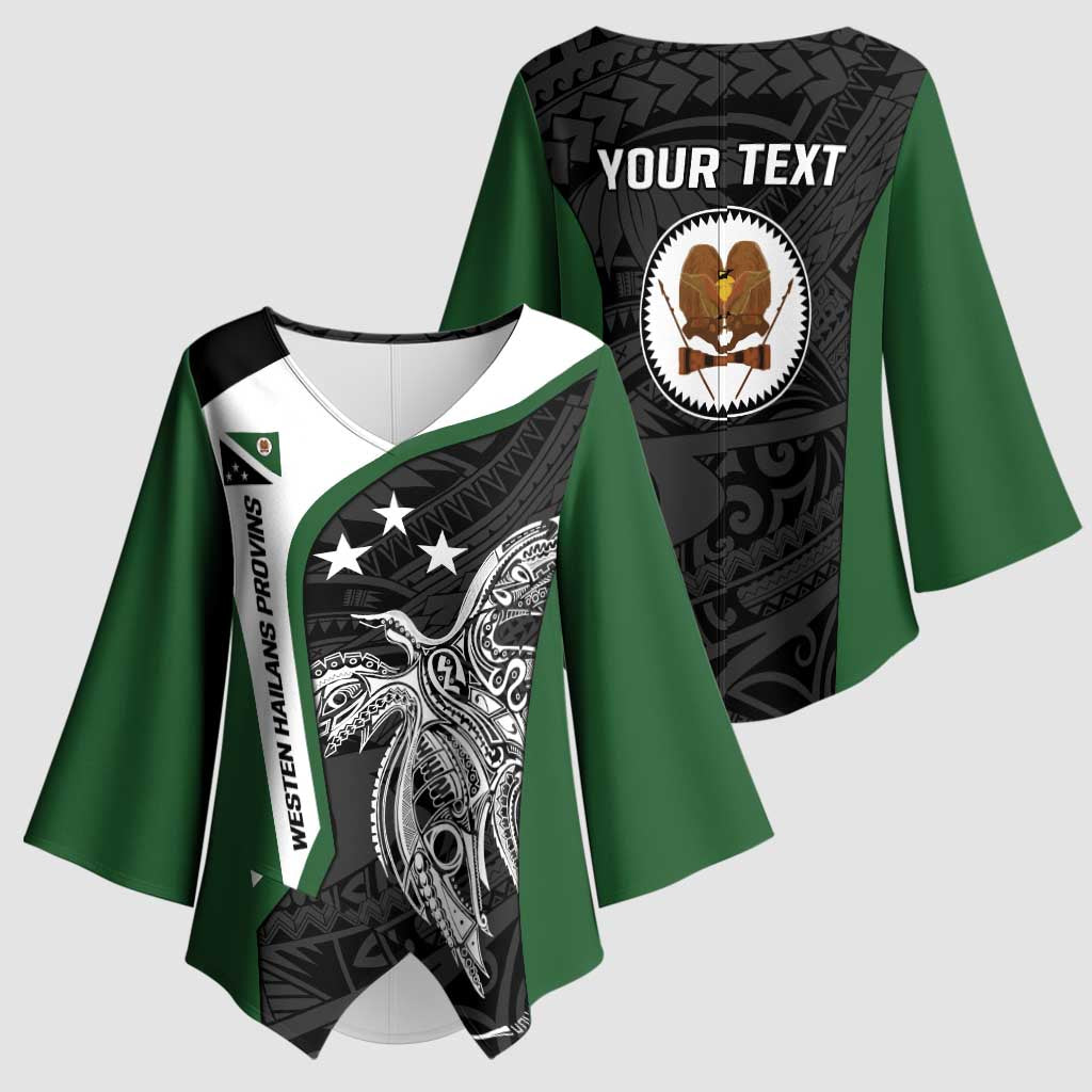 Personalised PNG Western Highlands Province Kimono Sleeve Blouse Bird of Paradise Tattoo Flag Motif - Polynesian Pride