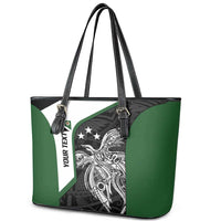 Personalised PNG Western Highlands Province Leather Tote Bag Bird of Paradise Tattoo Flag Motif LT9 - Polynesian Pride