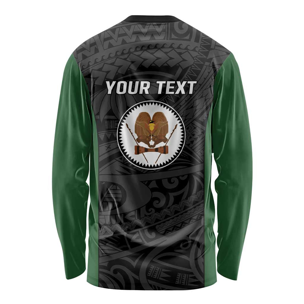 Personalised PNG Western Highlands Province Long Sleeve Shirt Bird of Paradise Tattoo Flag Motif - Polynesian Pride