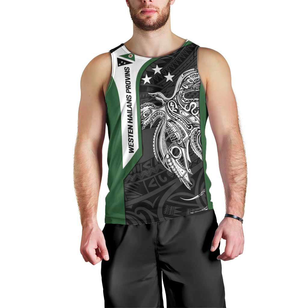 Personalised PNG Western Highlands Province Men Tank Top Bird of Paradise Tattoo Flag Motif LT9 - Polynesian Pride