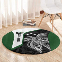 Personalised PNG Western Highlands Province Round Carpet Bird of Paradise Tattoo Flag Motif - Polynesian Pride