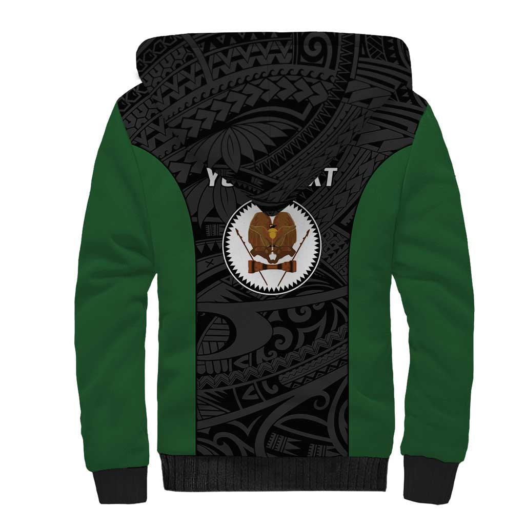 Personalised PNG Western Highlands Province Sherpa Hoodie Bird of Paradise Tattoo Flag Motif - Polynesian Pride