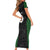 Personalised PNG Western Highlands Province Short Sleeve Bodycon Dress Bird of Paradise Tattoo Flag Motif - Polynesian Pride