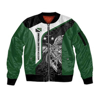 Personalised PNG Western Highlands Province Sleeve Zip Bomber Jacket Bird of Paradise Tattoo Flag Motif LT9 Unisex Green - Polynesian Pride
