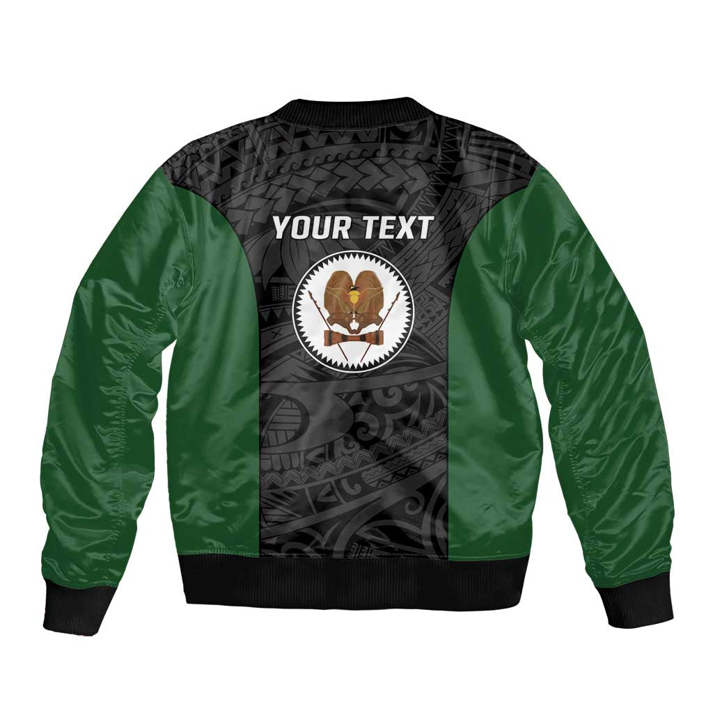 Personalised PNG Western Highlands Province Sleeve Zip Bomber Jacket Bird of Paradise Tattoo Flag Motif LT9 - Polynesian Pride